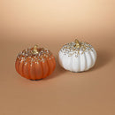 Handblown Glass Harvest Pumpkin with Jewel Accent - - The Country Christmas Loft