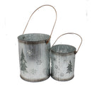 Metal Cut Out Tree Luminary Bucket - 2 Piece Set - The Country Christmas Loft