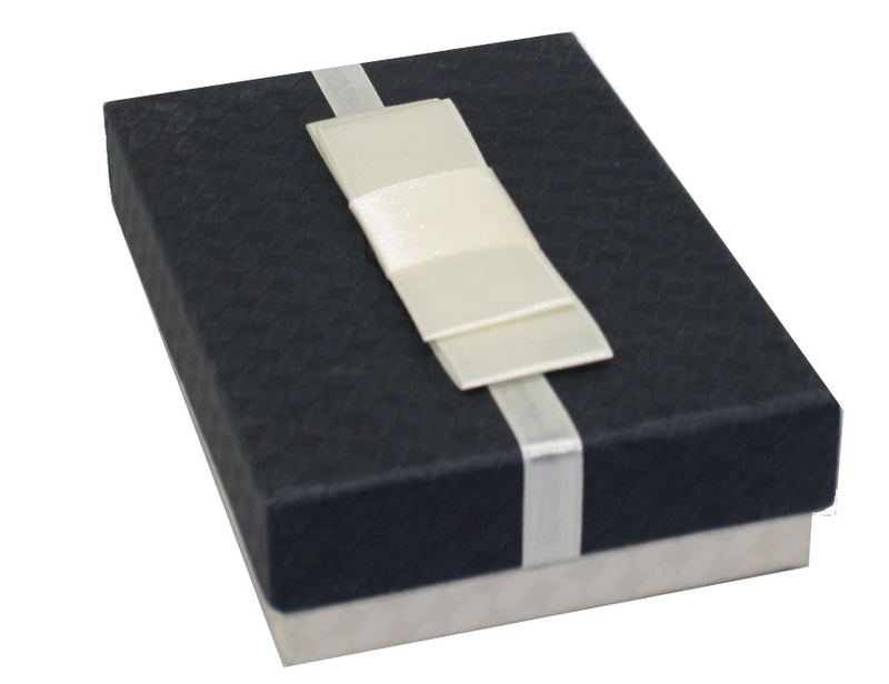 Elegant Gift Box With Ribbon & Bow - Blue And White Small - The Country Christmas Loft