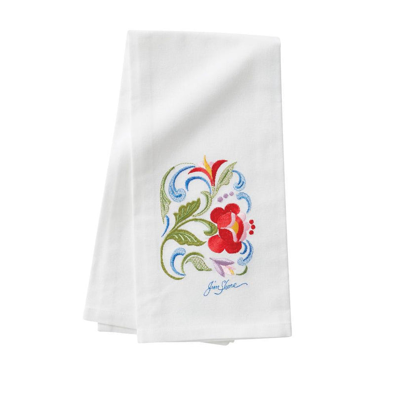 Embroidered Tea Towel - Roses - The Country Christmas Loft