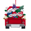 Snowman on Truck Ornament - Family of 5 - The Country Christmas Loft