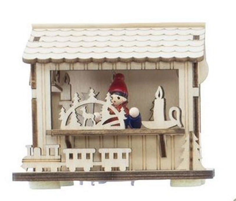 Battery-Operated LED Light-Up Wooden House - Train