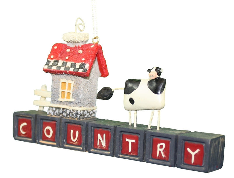 Country/Welcome Block Sign Ornament - Country