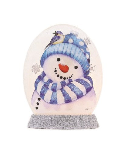 Bluebird Snowman Pre-Lit Round Jar - The Country Christmas Loft