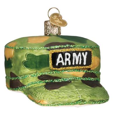 Army Cap Glass Ornament - The Country Christmas Loft