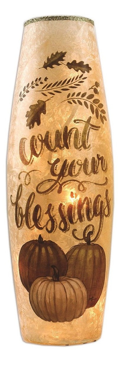 Live Simply Lighted Vase - Count Your Blessings 3 Pumpkins