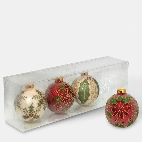 Floral Glass Ball Set - The Country Christmas Loft