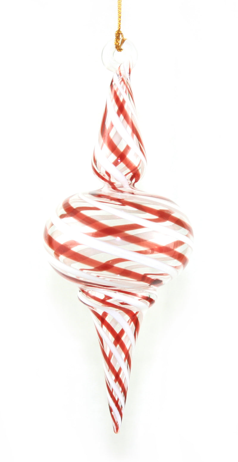 Peppermint Striped Spire Glass Ornament