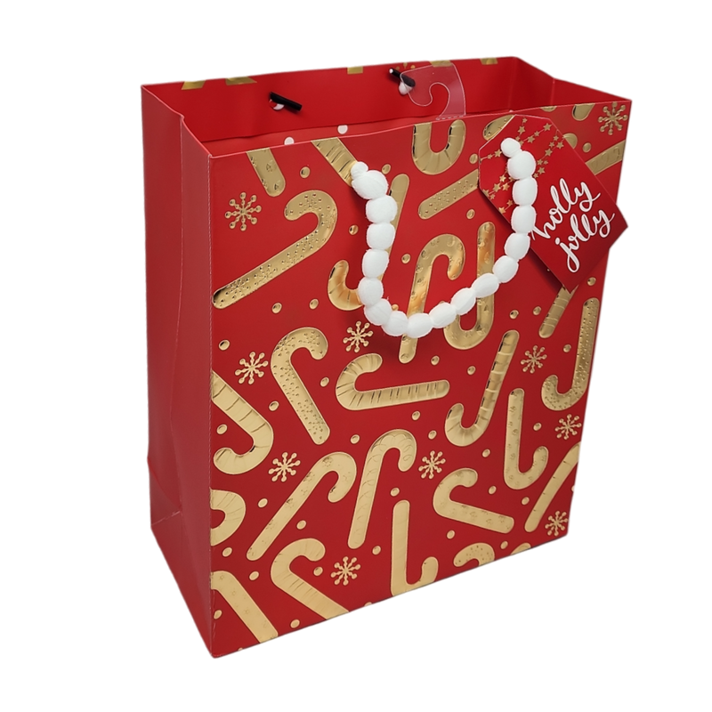 Candy Canes on Red Gift Bag -