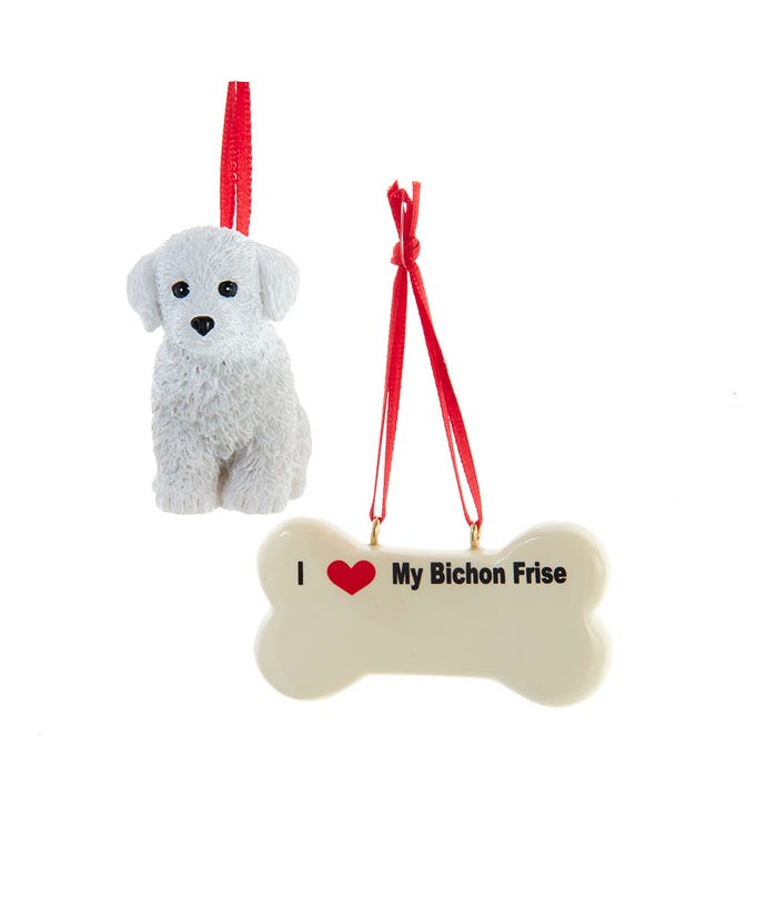 I love My Bichon Frise With Dog Bone Ornaments - The Country Christmas Loft