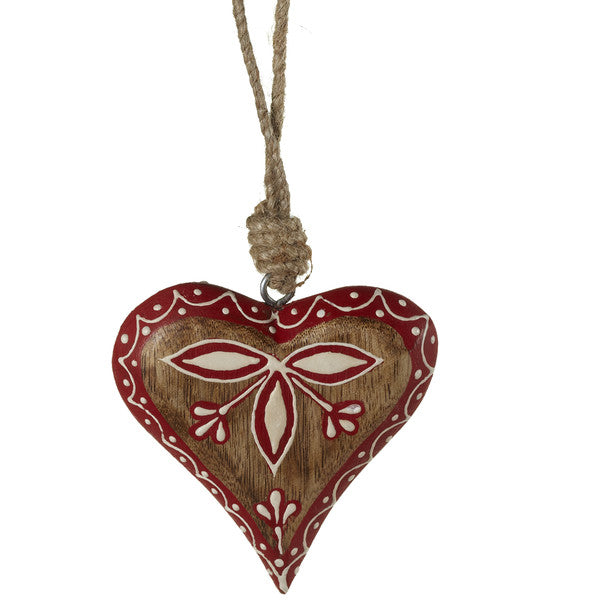 Wooden Painted Heart Ornament