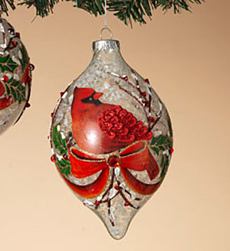 120MM Glass Finial Cardinal Ornament - The Country Christmas Loft