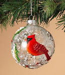 Round Glass Ball Ornament With Cardinal Scene