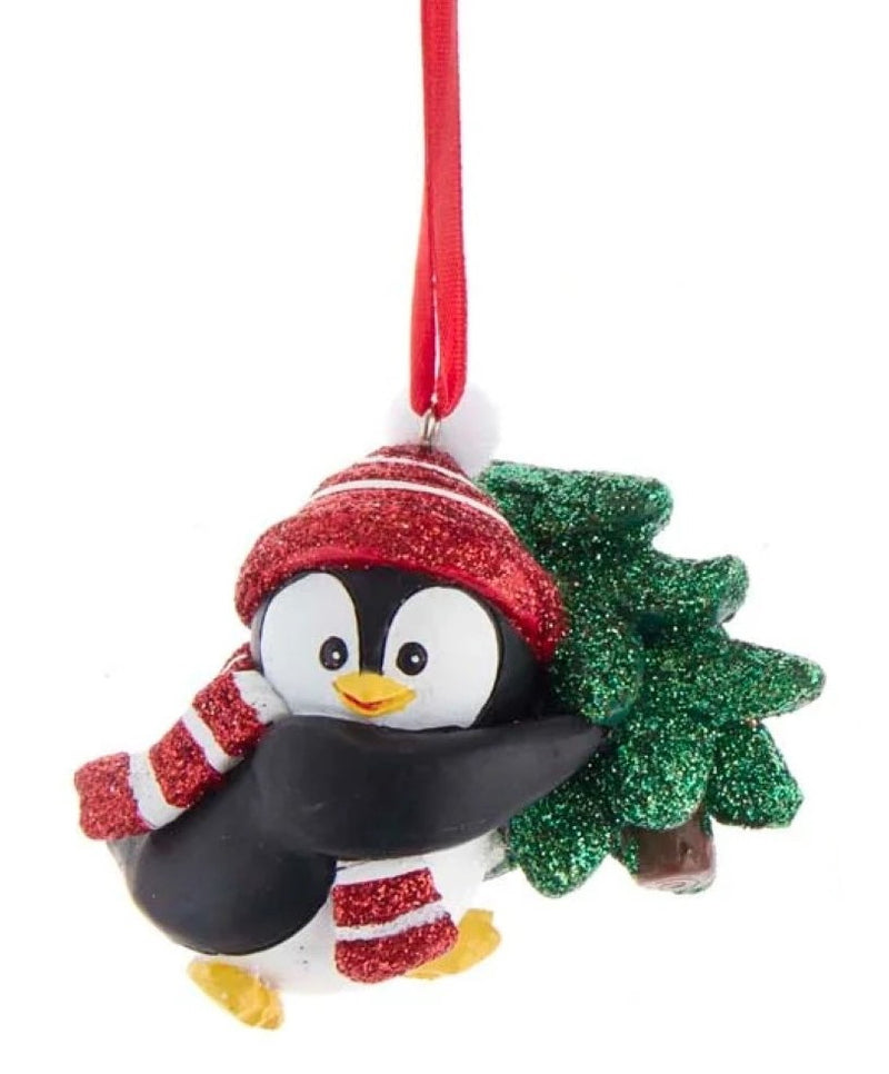 Penguin With Hat and Scarf Ornament -  Present - The Country Christmas Loft