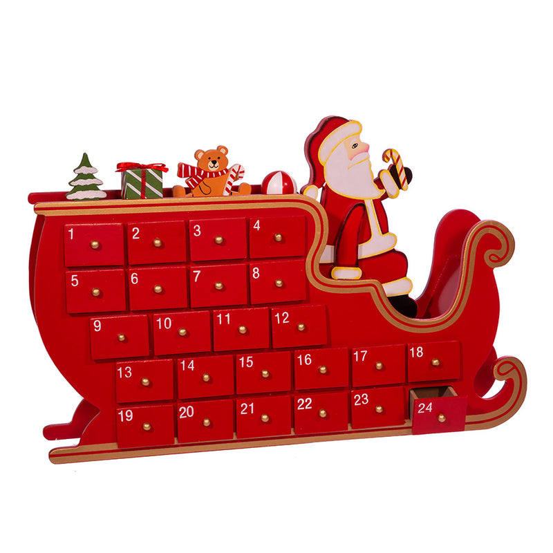 Wooden Santa and Sleigh Advent Calendar - The Country Christmas Loft