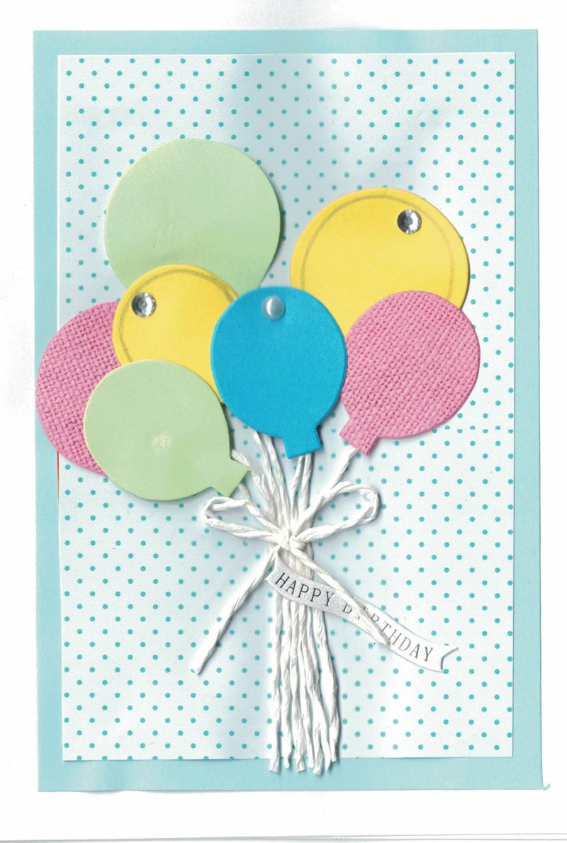 Handmade Embellished Birthday Celebration Card - Balloon Bouquet