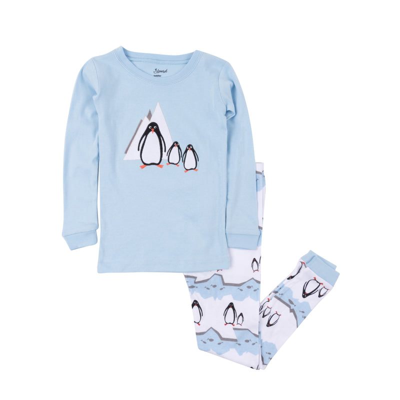 Kids Two Piece Cotton Pajamas Penguin - - The Country Christmas Loft