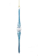 Frosted Blue Swirl Spire Ornament