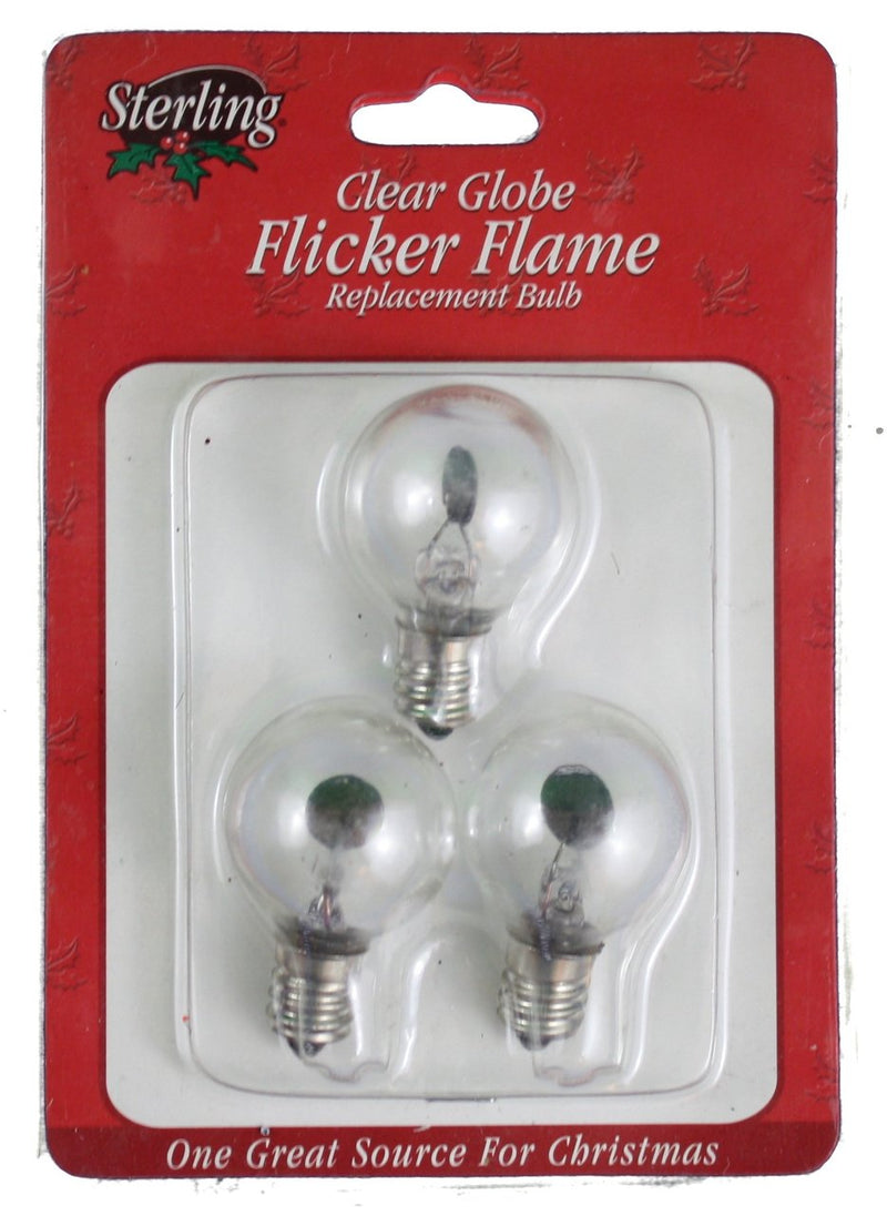 Sterling Clear Globe Flicker Flame Replacement Bulb 3pk - The Country Christmas Loft