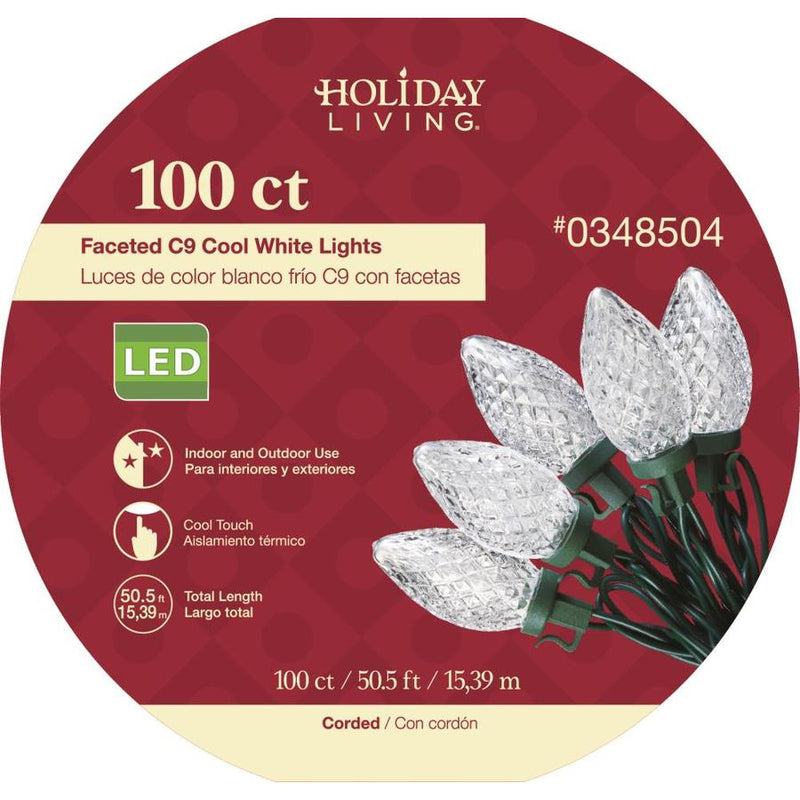100 Count C9 Cool White LED lights on Spool - The Country Christmas Loft