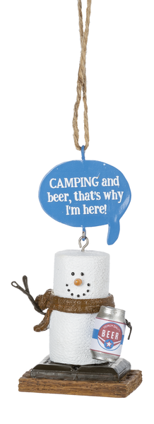 S'mores Camp Beverage Ornament - Camping and Beer - The Country Christmas Loft