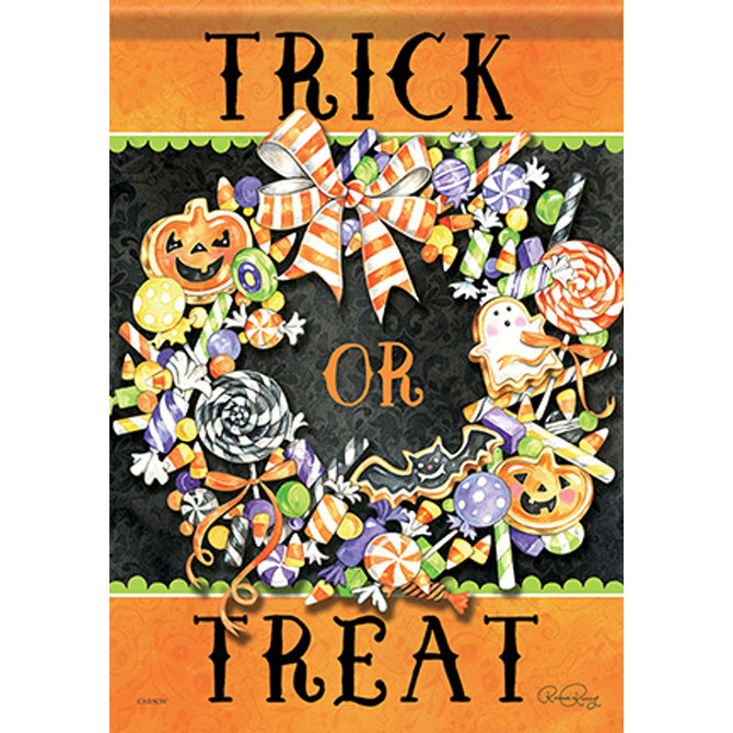 Trick or Treat Candy Wreath Garden Flag - 12.5" x 18"