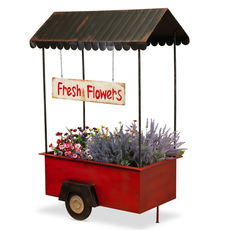 65 inch Antique Metal Flower Cart - The Country Christmas Loft
