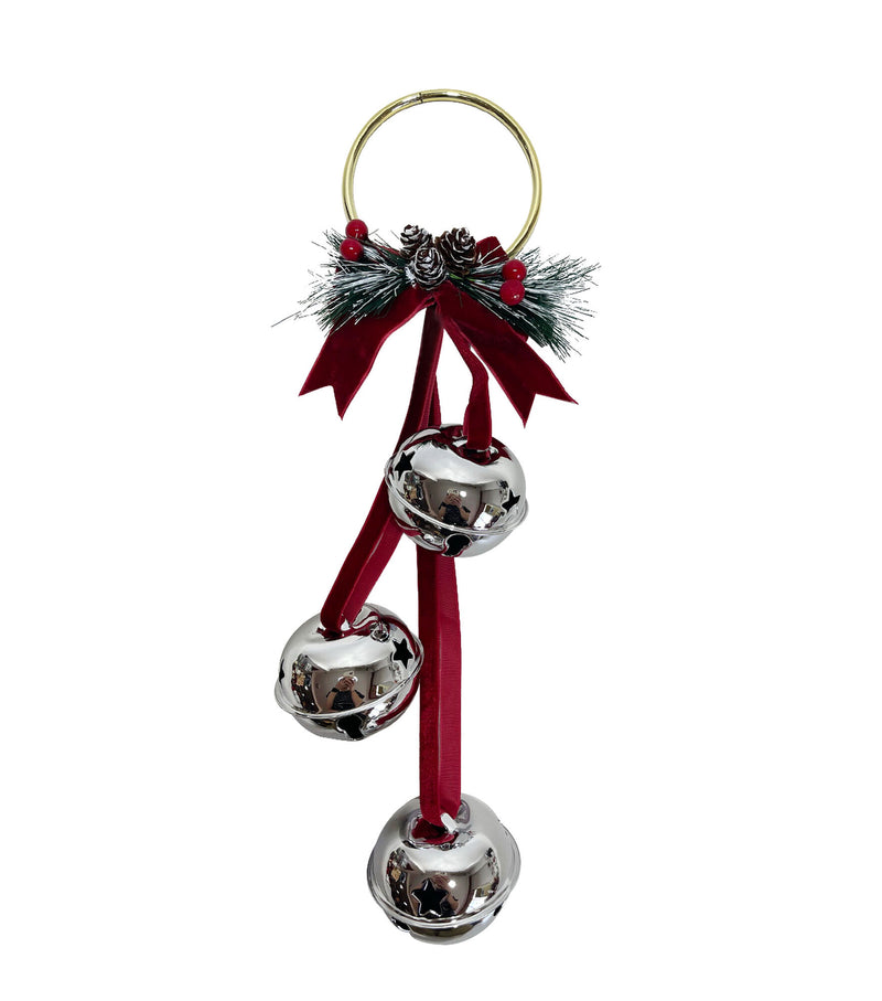 Cascading Silver Jingle Bells With Bow - 14 inch