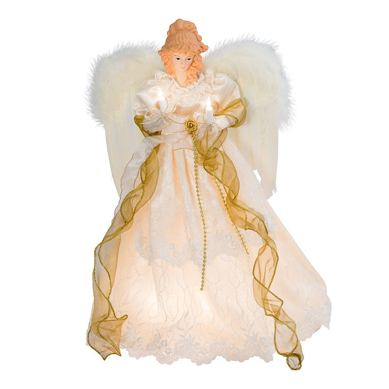 Ivory and Gold Angel Lighted Treetop - The Country Christmas Loft