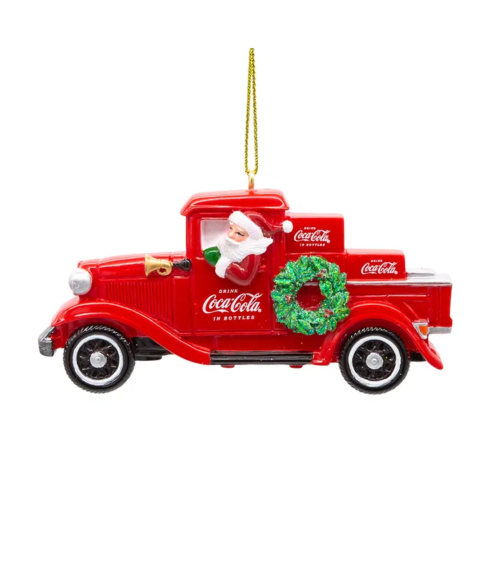 Coca-Cola Santa Pick-Up Truck Ornament - The Country Christmas Loft