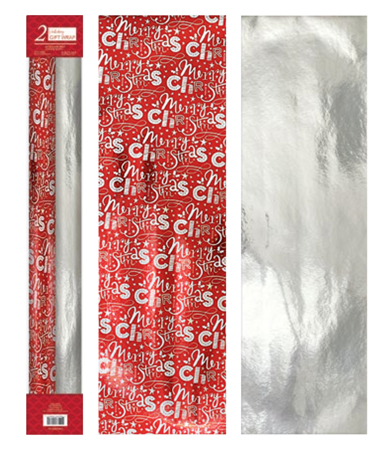 Kraft Embossed Foil Roll Wrap 2 Pack - Handwriting Sentiments - The Country Christmas Loft