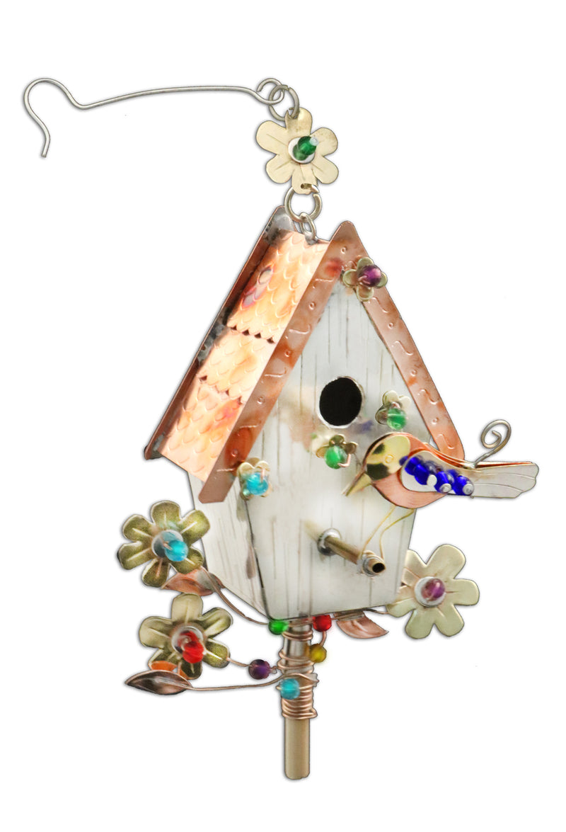 Bluebird Birdhouse Metal Ornament - The Country Christmas Loft