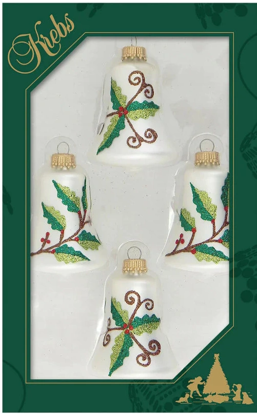 Holly And Berries 4 Pack - Silver - Bells