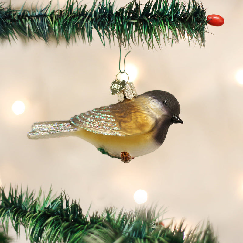 Black Capped Chickadee Glass Blown Ornament - The Country Christmas Loft