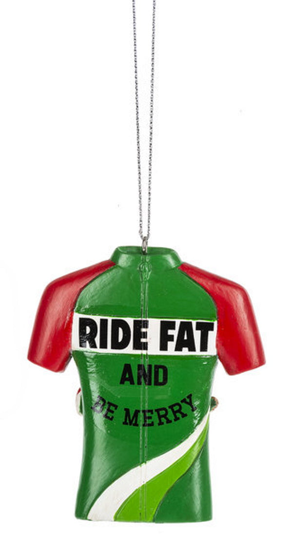 Bicycle Rider Jersey Ornament - Ride Fat and Be Merry - The Country Christmas Loft