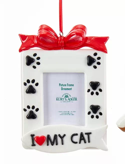 5.25 inch Pet Picture Frame Ornament - Cat - The Country Christmas Loft