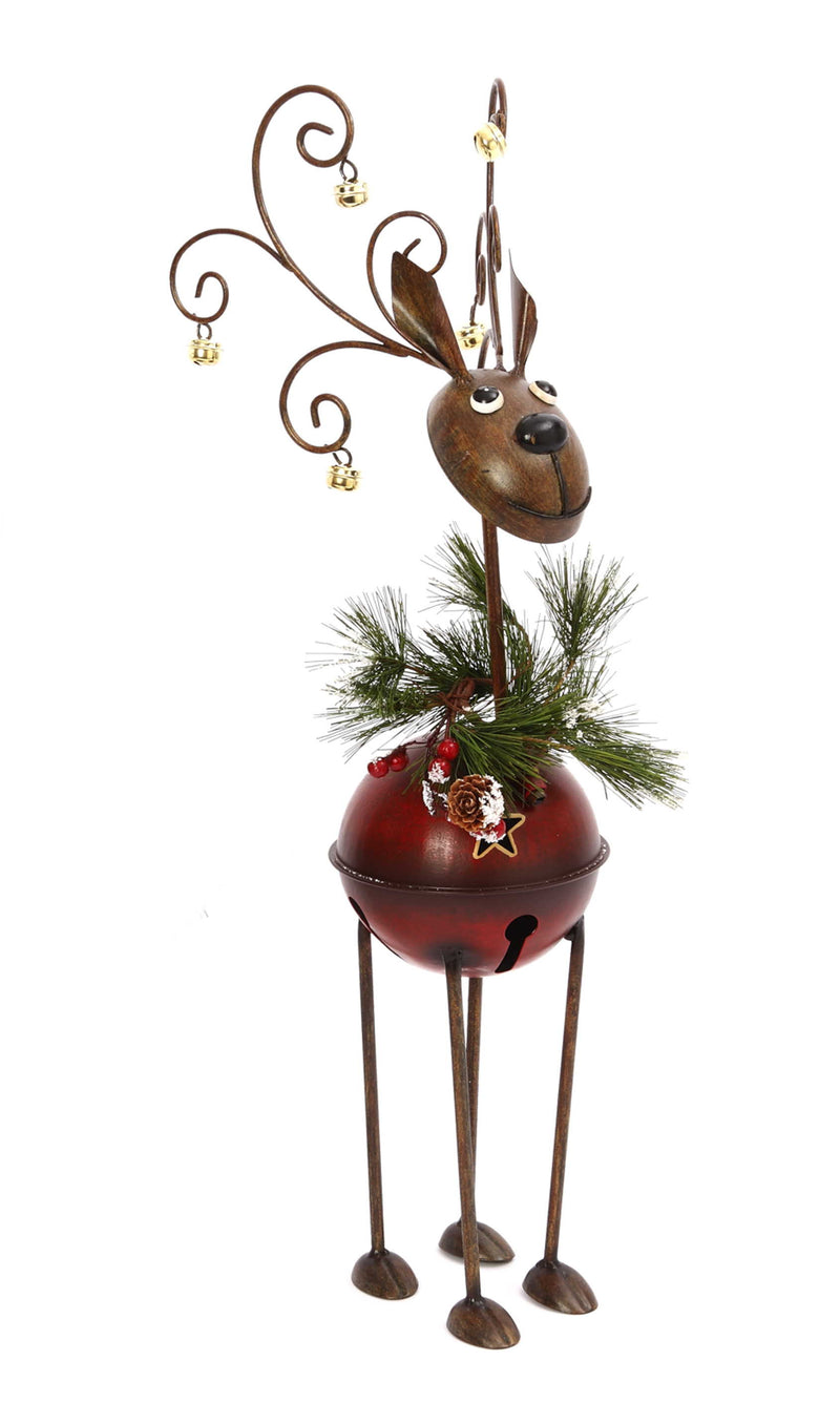 Metal Bell Reindeer Figurine - 23 Inch - Red - The Country Christmas Loft