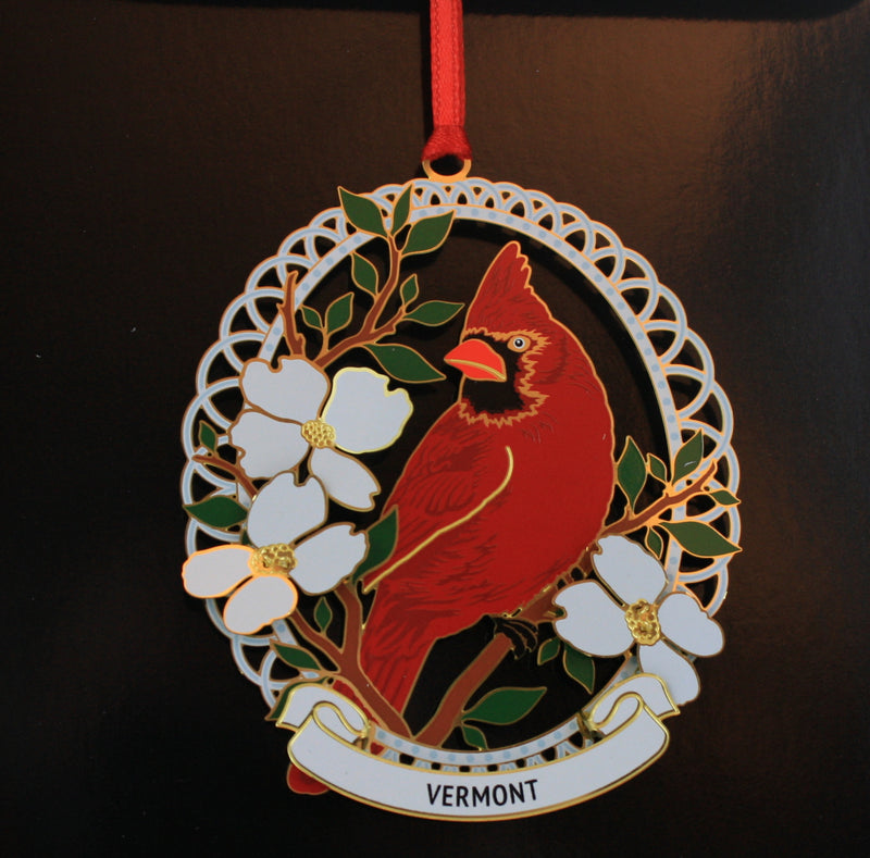 Northern Cardinal  Collectible Brass Ornament - The Country Christmas Loft