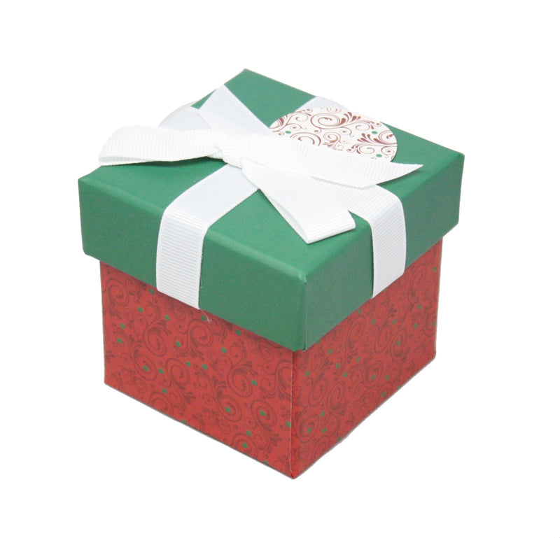 Gift Box Cube for Gift Cards - 3" x 3" - Burgandy Swirl
