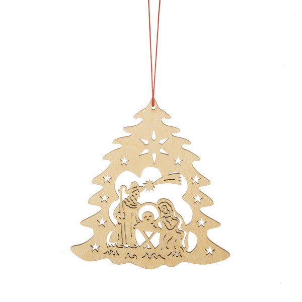 Wooden Holiday Icon Ornament - Tree - Nativity Scene - The Country Christmas Loft
