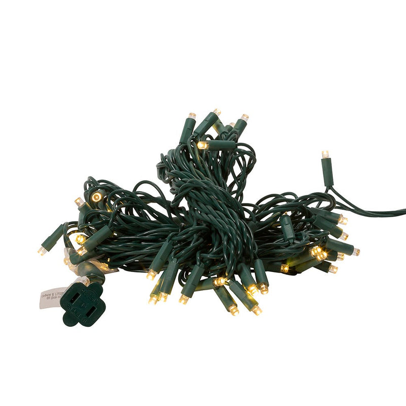 50-Light 5mm Warm White LED Green Wire Light Set - The Country Christmas Loft