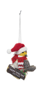 Cozy Bird Ornament - VERY SPECIAL SISTER - The Country Christmas Loft
