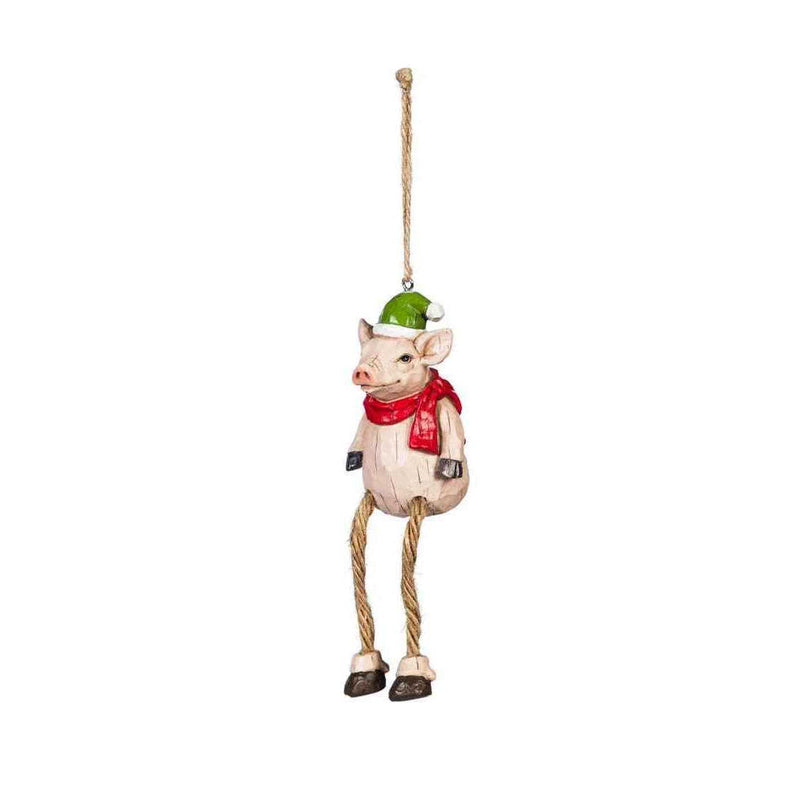 Dangling Leg Farmhouse Ornament - Pig - The Country Christmas Loft