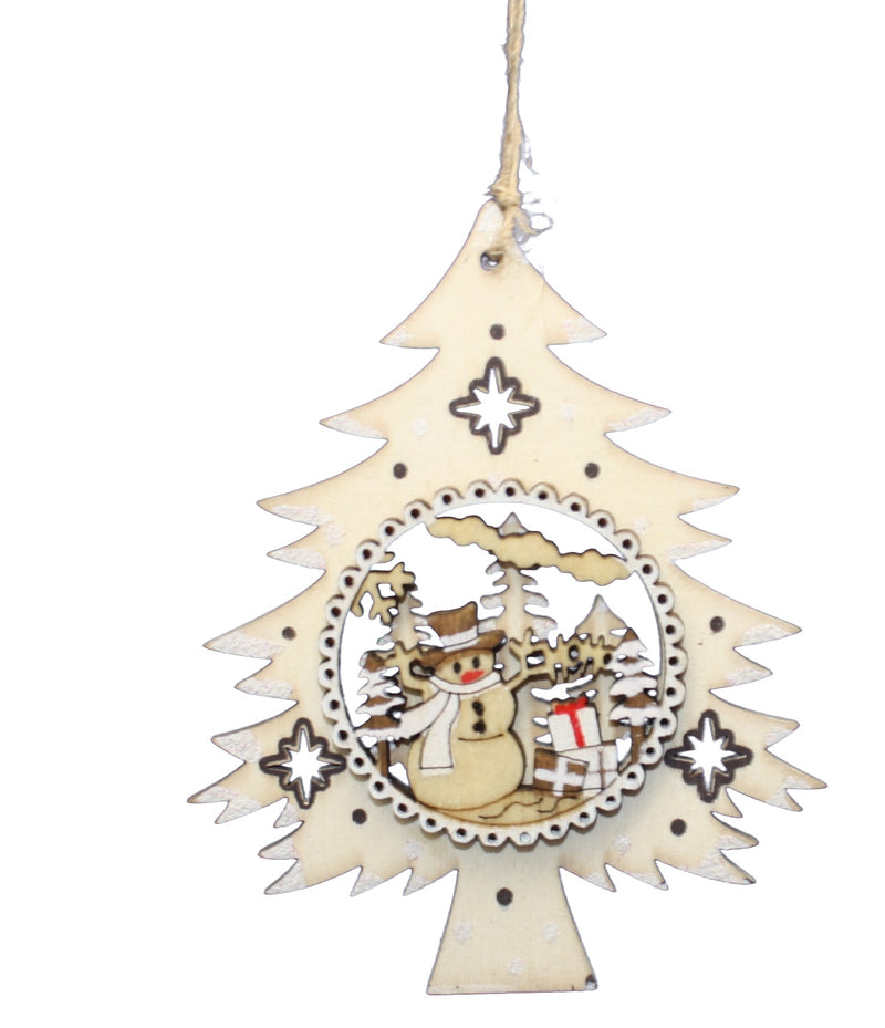 Wooden Tree Ornament - Snowman - The Country Christmas Loft