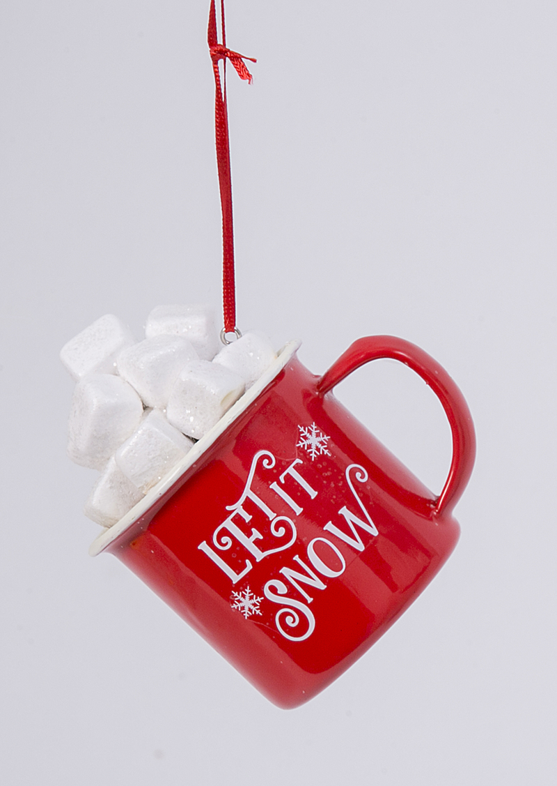 Hot Cocoa Mug with Marshmallows Ornament - Let It Snow - The Country Christmas Loft