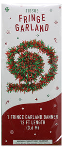 Tissue Fringe Garland - Red and Green - The Country Christmas Loft