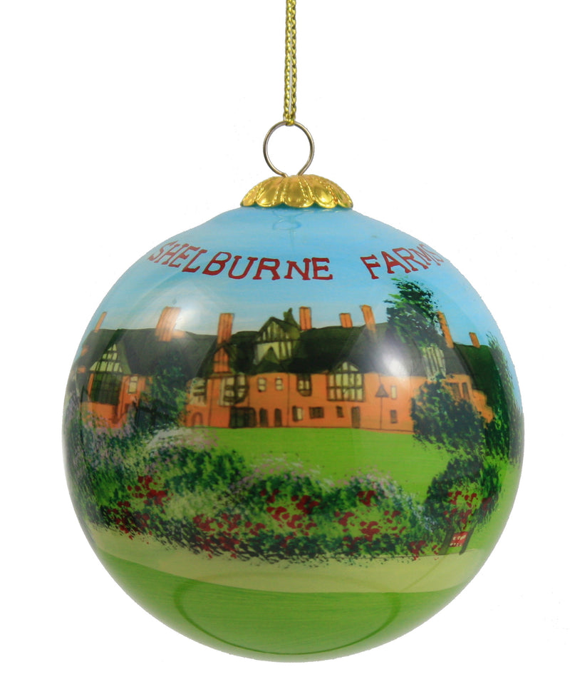 Hand Painted Glass Globe Ornament - Steamship Ticonderoga At The Shelburne Museum - The Country Christmas Loft