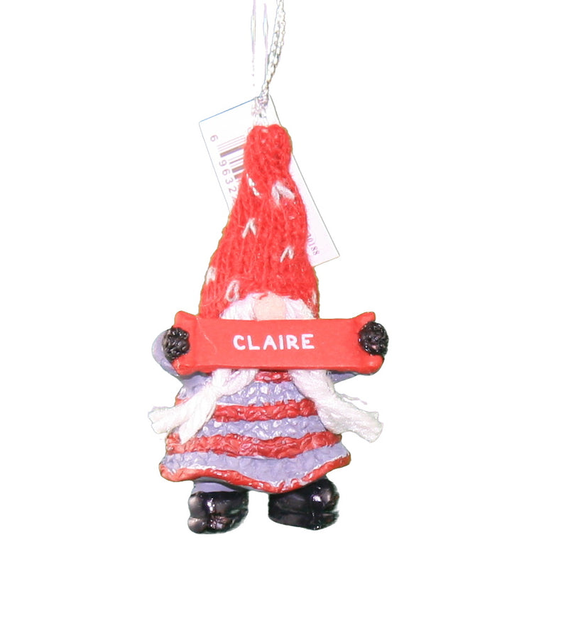 Personalized Gnome Ornament (Letters A-I) - Claire - The Country Christmas Loft