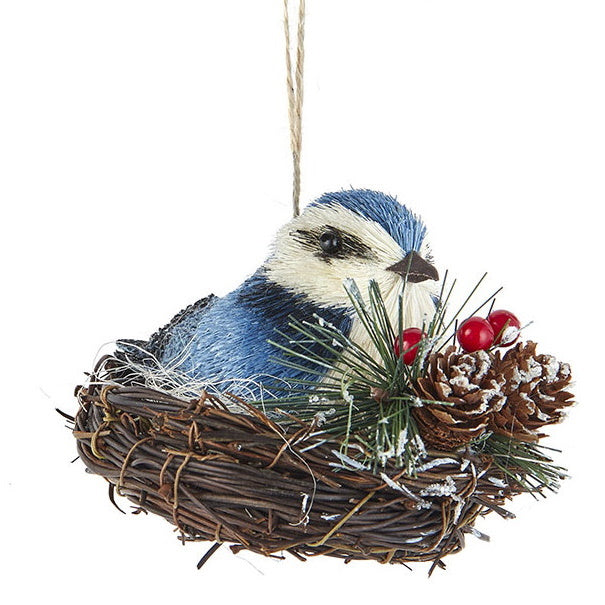 Bluebird Sitting in a Nest - Ornament - The Country Christmas Loft