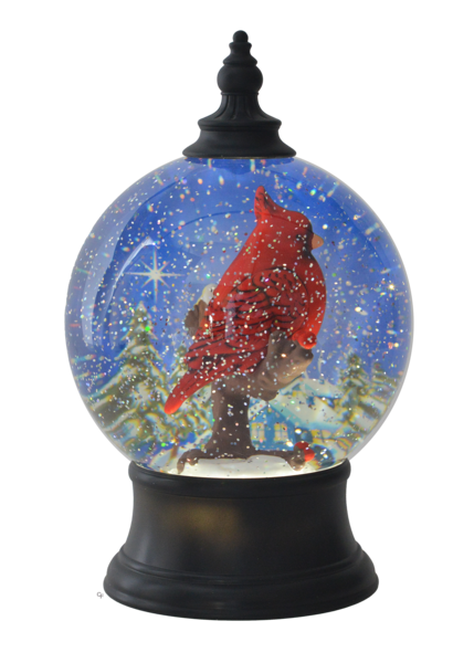 LED Light Up Rotating Shimmer Cardinal Globe - The Country Christmas Loft